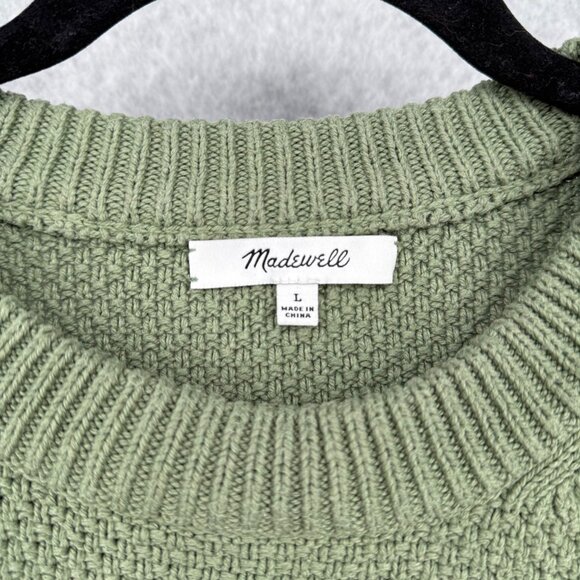 Madewell Womens Pickford Pullover Sweater Size L Faded Palm Green Waffle Knit - Picture 6 of 12